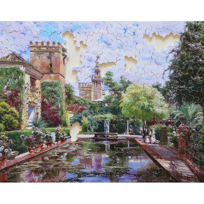 Puzzle en bois découpé à la main de 250 pièces - Le Bassin De L'AlcazarPuzzle Michèle Wilson
