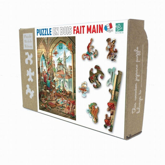 Puzzle en bois découpé à la main de 50 pièces - Les Apprentis SorciersPuzzle Michèle Wilson